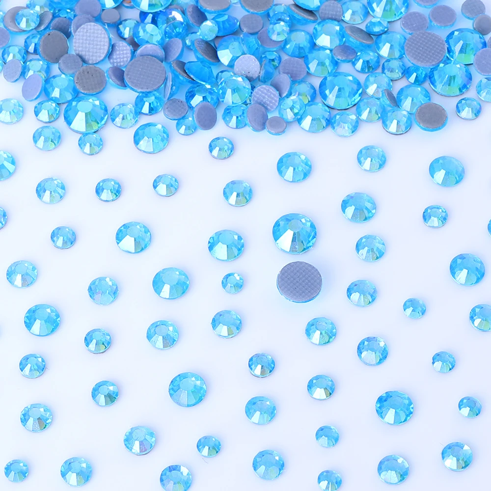SS6-SS20 1440Pcs Mixed Sizes Glass Hotfix Rhinestones 6Grid Box Flat Back Glitter Crystal Strass Iron On Rhinestones for Clothes