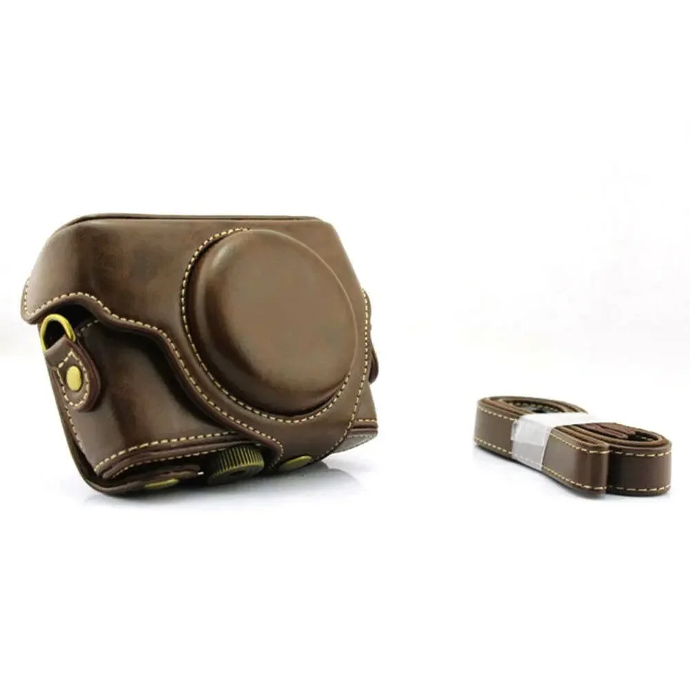 PU Leather Case Cover for RX100 Mark II III IV V M2 M3 M4 M5 M6 M7 with Screw Buttom Case Strap Shoulder Bag