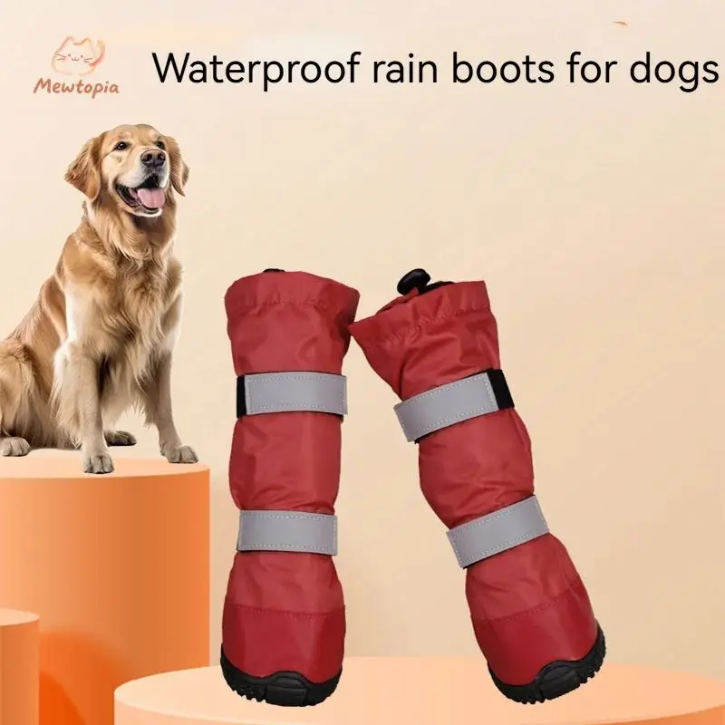 

Tall Big Dog Rainboots Slip Resistant Waterproof Stretchy Double Strap Rain Boots Medium Large Dog Outdoor Adventure Shoes