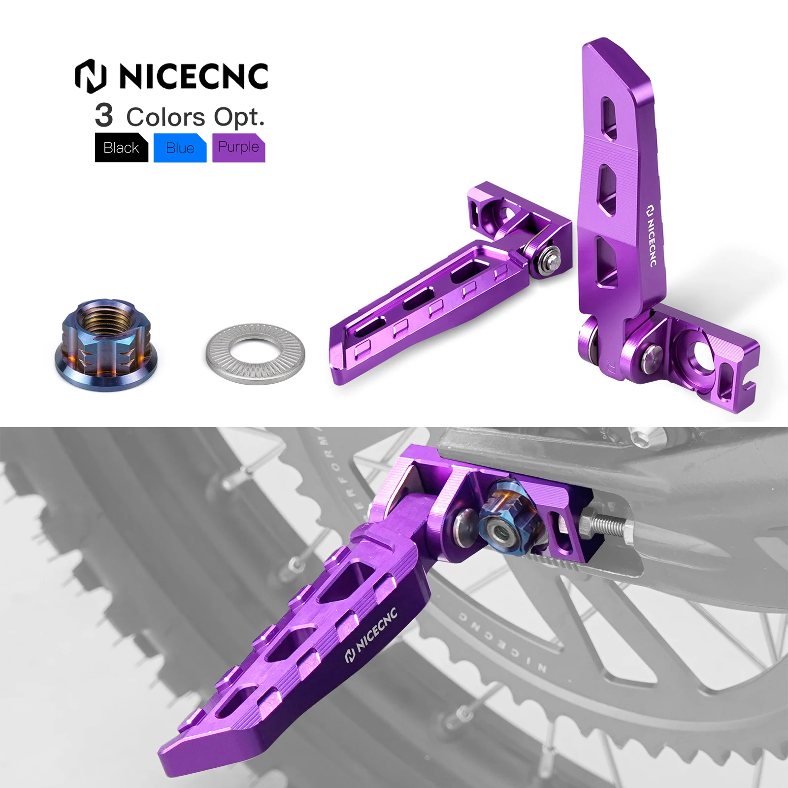 

NICECNC For Surron Light Bee X S L1E Motocross Chain Tensioner Adjuster Blocks & Rear Wheel Axle Nut For Segway X160 X260