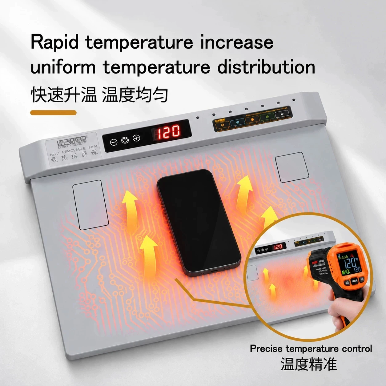 KEGUAN KG-ZR Smart Heating Platform 40-120C Silicone Repair Mat with Detachable Window Module for Mobile Phone Screen Removal