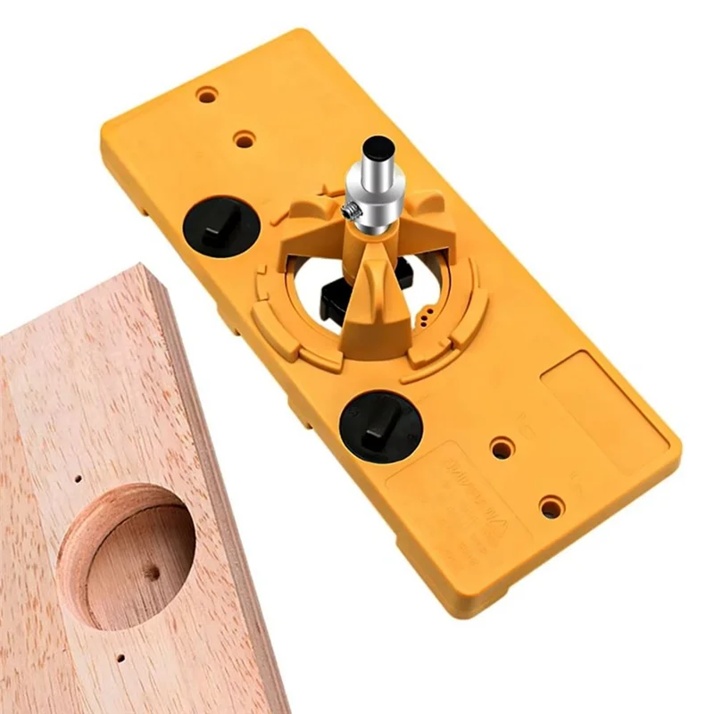 A74E-Posizionamento dei fori Stile tazza Kit di strumenti per cerniera di perforazione Guida noiosa Localizzatore di fori per cerniera Modello di fori per porta Maschera per cerniera