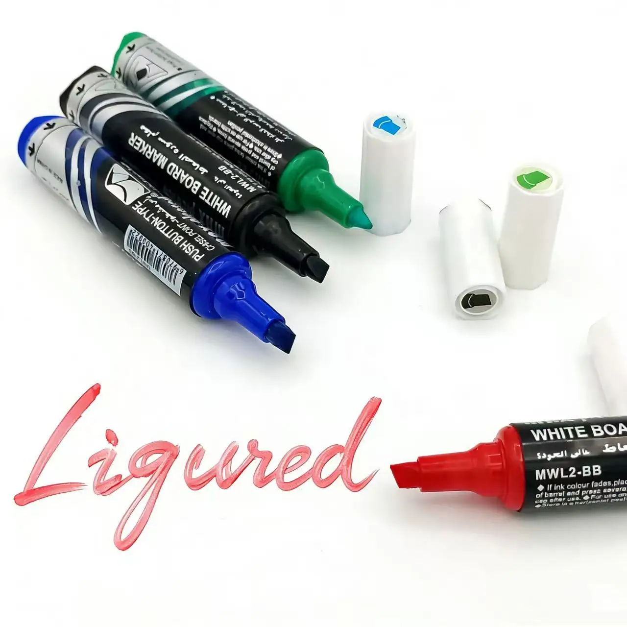 

4-Piece Push-Button Liquid Ink Whiteboard Markers, Vibrant Colors, Quick-Drying, Low-Odor, Chisel Tip, Perfect for Office