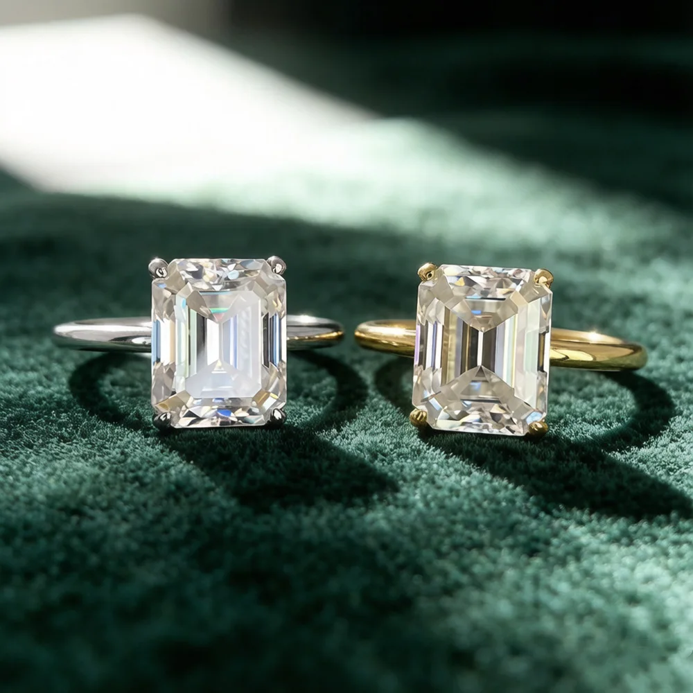 4CT Emerald Cut Moissanite Solitaire Engagement Ring 925 Sterling Silver Wedding Rings For Women Fine Jewelry