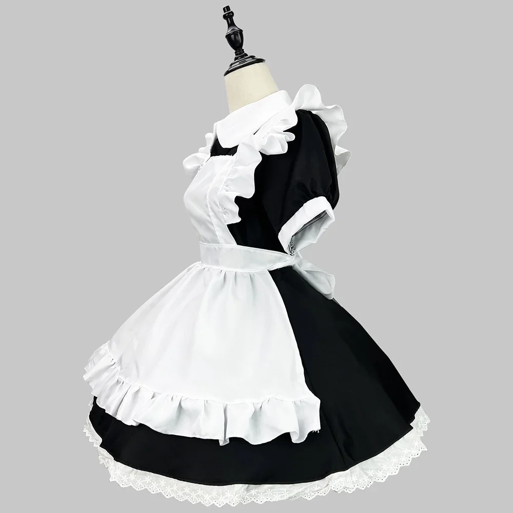 Anime K-ON Black Cute Lolita Maid Dress Cosplay Waitress Maid Stage Costumes