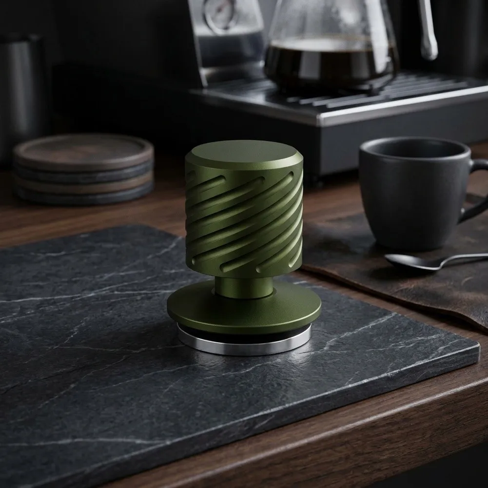 51mm Coffee Tamper Green Stainless Steel for Espresso Machines - Precise Fit Ensures Uniform Tamping Every Time