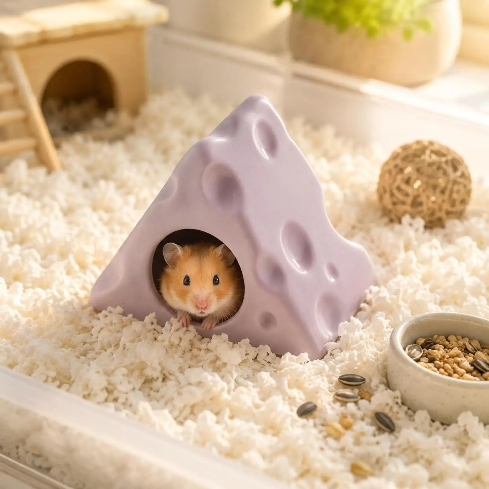 Cheese Shaped Hamster House Easy to Clean Triangle Hamster Cave Cheese Shaped