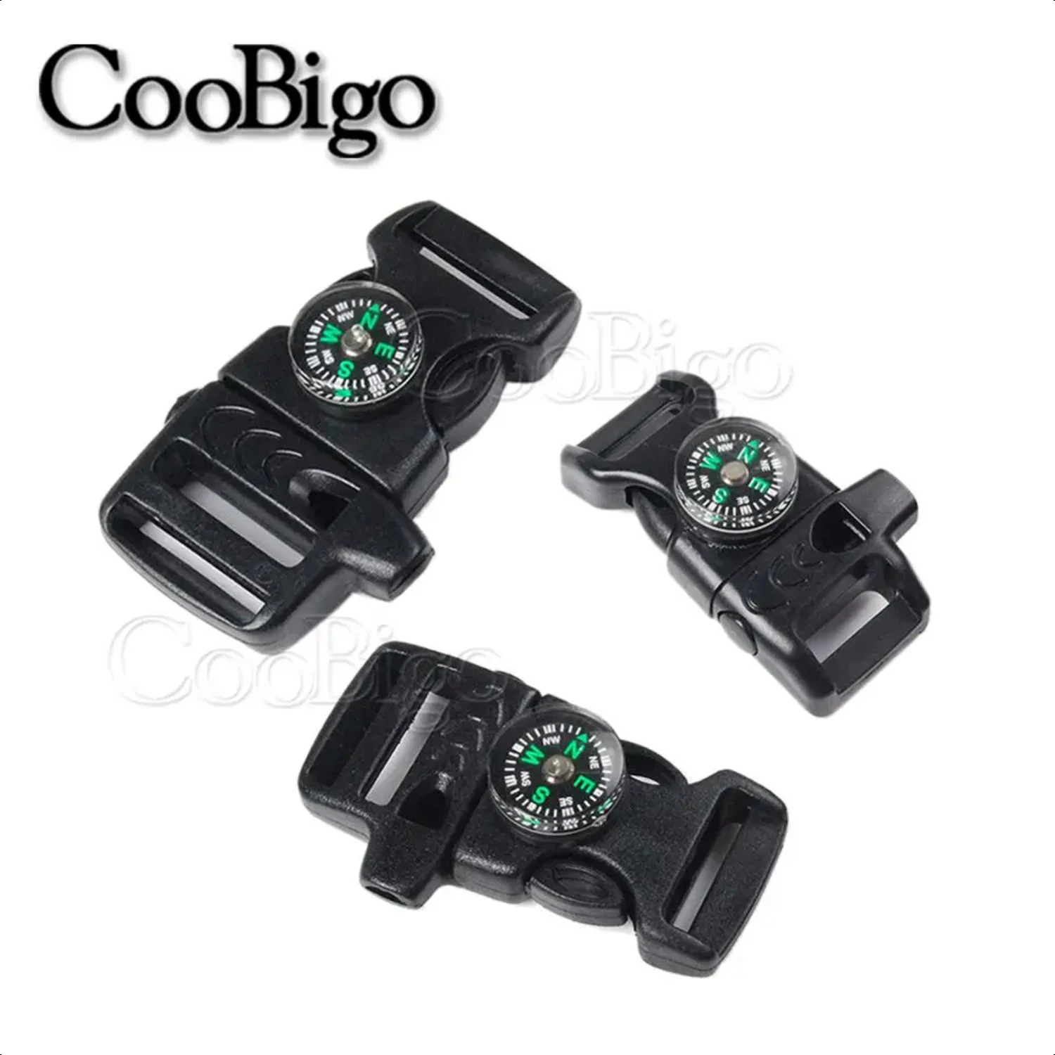 50pcs Emergency Survival with Compass Whistle Buckle  Outdoor Camp Paracord Bracelet Backpack Strap Bag Accessories