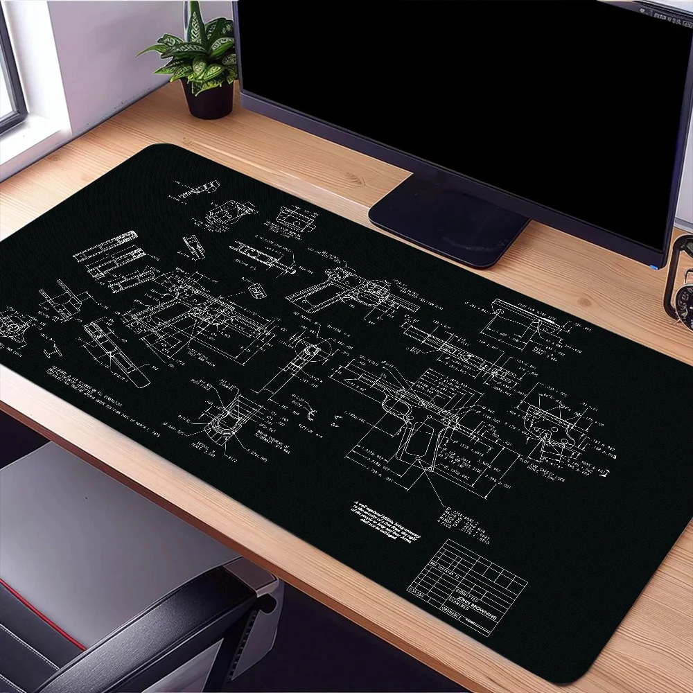 Pc Gaming Drawing - B-BROWNING 1911 Design drawings Mouse Pad