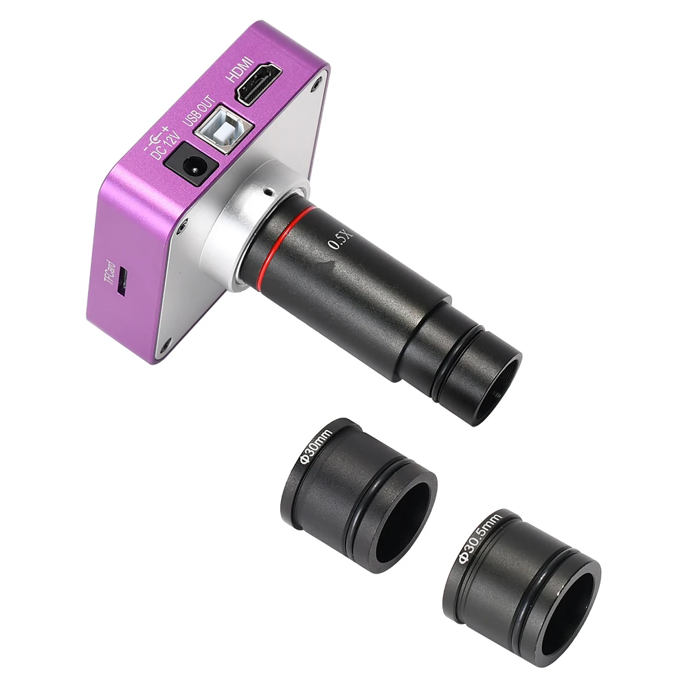 2K 51MP Full HD 1080P 60FPS USB/ Electronic Industrial Camera 0.5X Eyepiece Adapter 30mm/30.5m Ring for Microscope