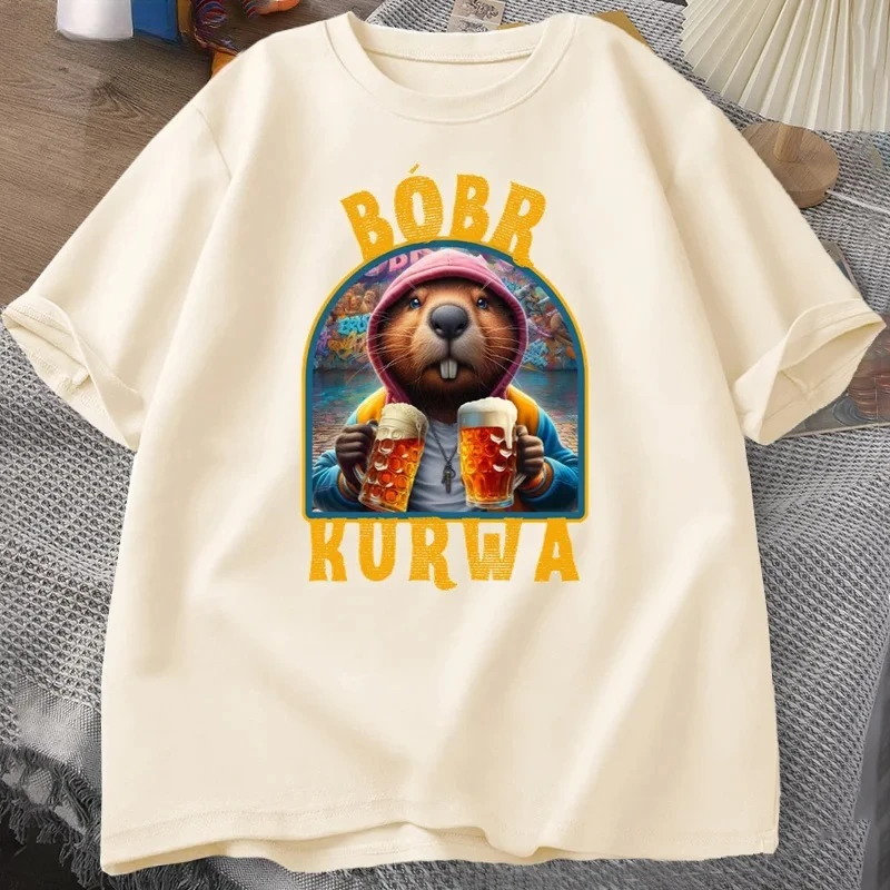 Hot Sales Bober Funny Meme Graphic T Shirts Harajuku Y2k Tees Tops Funny Bobr Print Men Women Fashion Casual Graphic Tees Tops