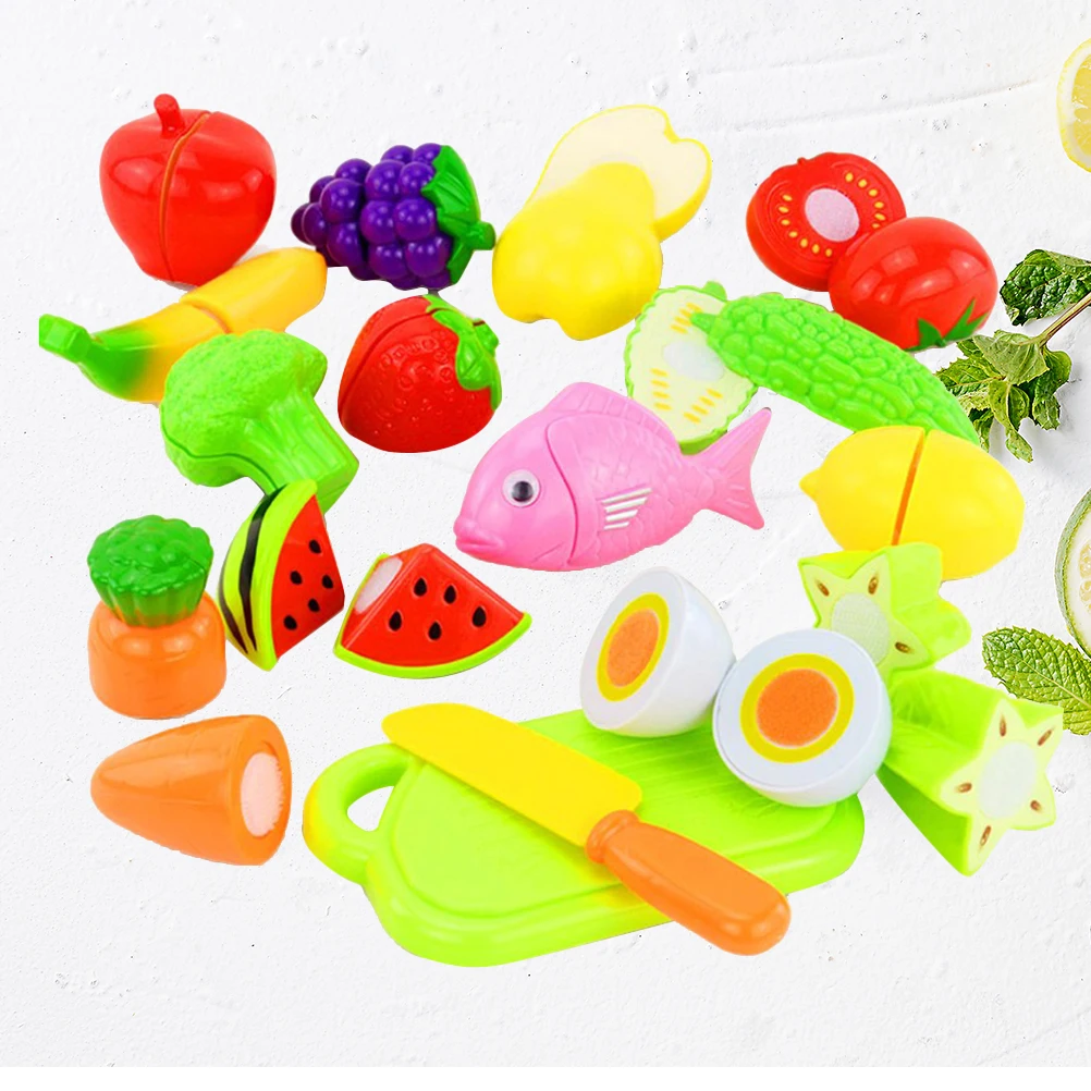 16 ชิ้น Chidren ของเล่นตลกตัดผักและผลไม้ชุดของเล่นเล่น House Kitchen ผสมผักชุดของเล่น
