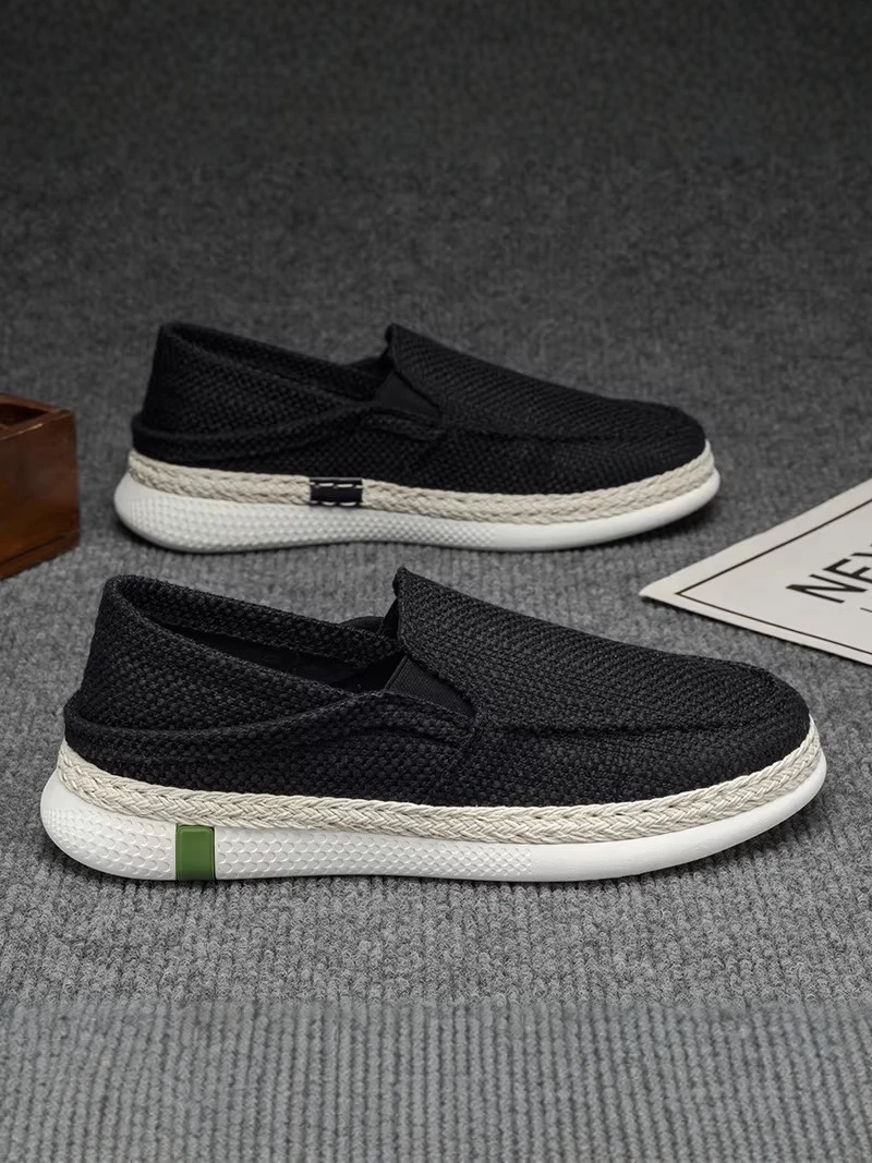 Men's Canvas Shoes Breathable Linen Slip-On Sports Casual Thousand Layer Bottom Fisherman Shoes Fall Season Comfortable Sneakers