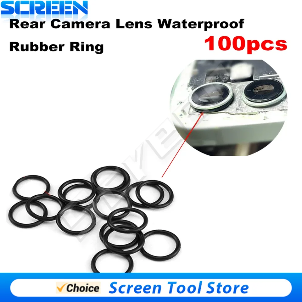 100 piezas Anillo de goma circular de sellado impermeable para cámara trasera, ranura para lente, para teléfono X XR XS 11 12 13 Mini 14 Pro Max, piezas de reparación 2