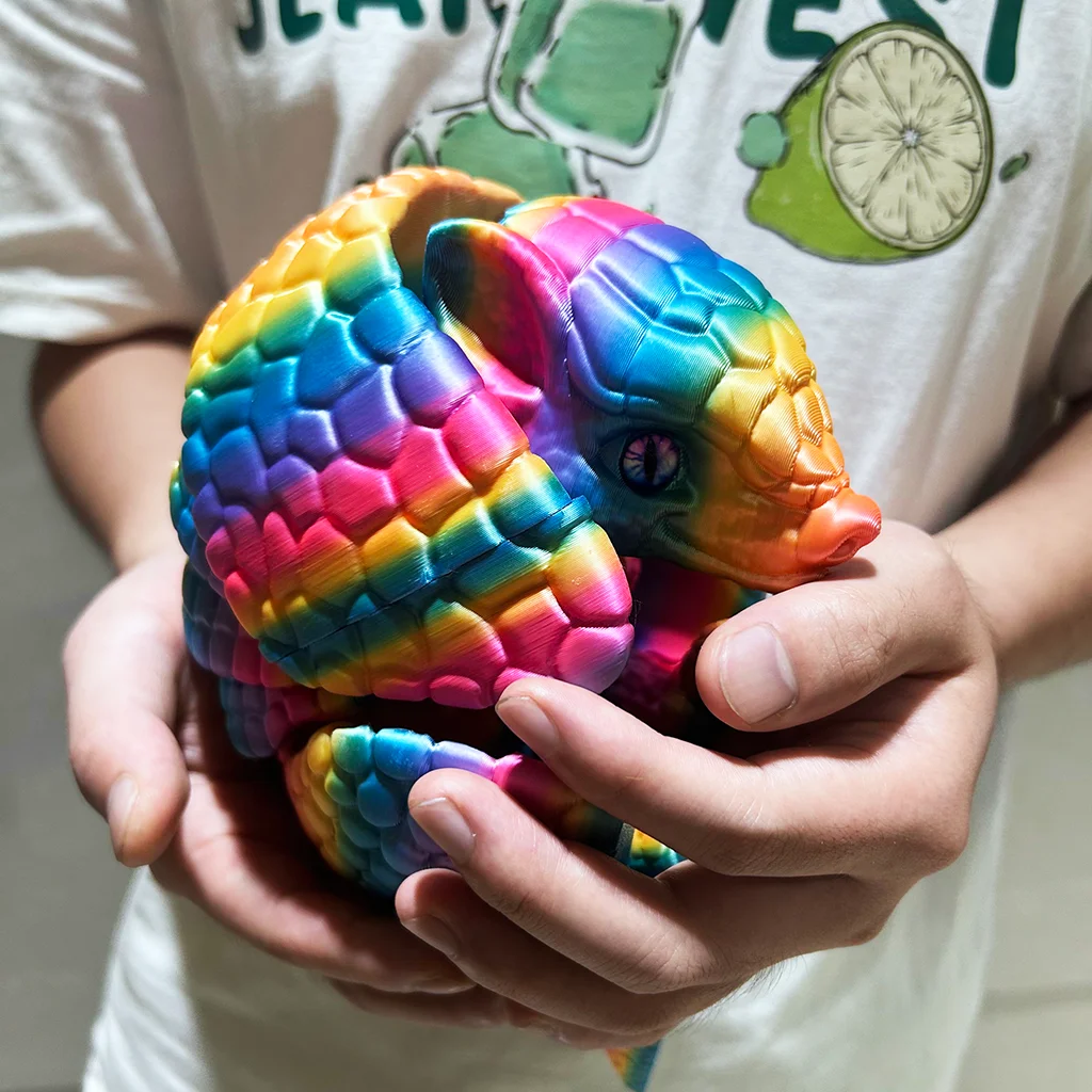 3D printed Pangolin statue, Fidget Action Figures for Home Office Desk Decor, Flexible 3D Printed Animal, 32cm/12.6in, 16cm/6.3in