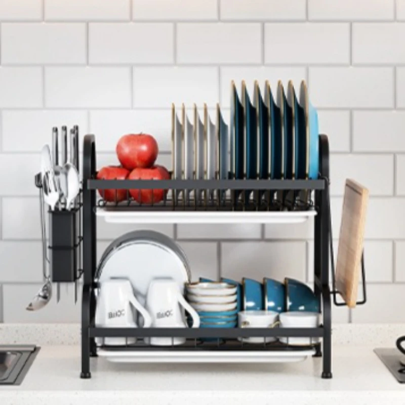 

Firm Kitchen Shelf Dishes Storage Rack Drain Rack Household Multifunctional Bowl Rack Tableware Storage Box Cupboard