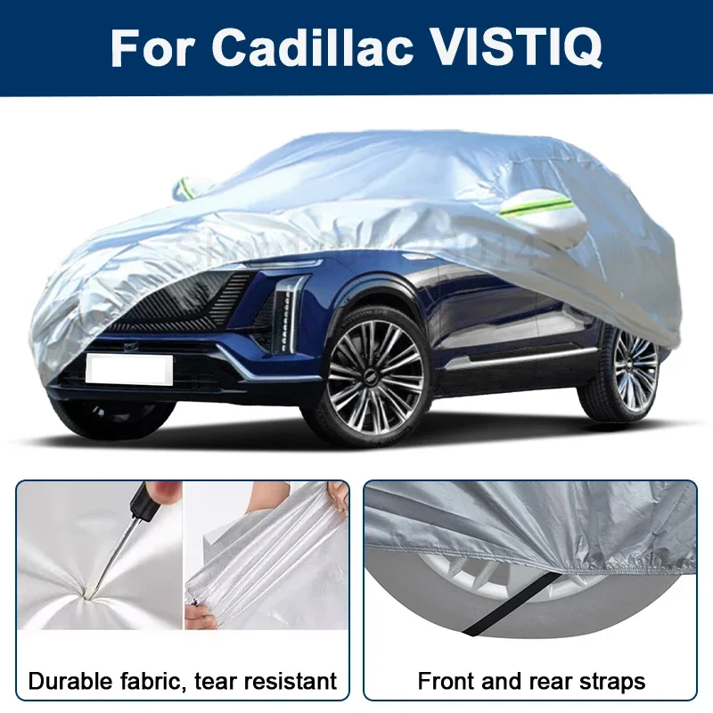 

Всепогодный чехол для автомобиля Cadillac VISTIQ с отражающими полосами, водонепроницаемый, снегозащитный, пылезащитный, с защитой от УФ-излучения, автоаксессуар