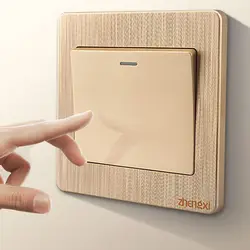Gold Wall Switches 1/2/3/4 Gang 1Way Button Wall Light Switch Panel On / Off Push Buttons with LED Lamp Home Accessories