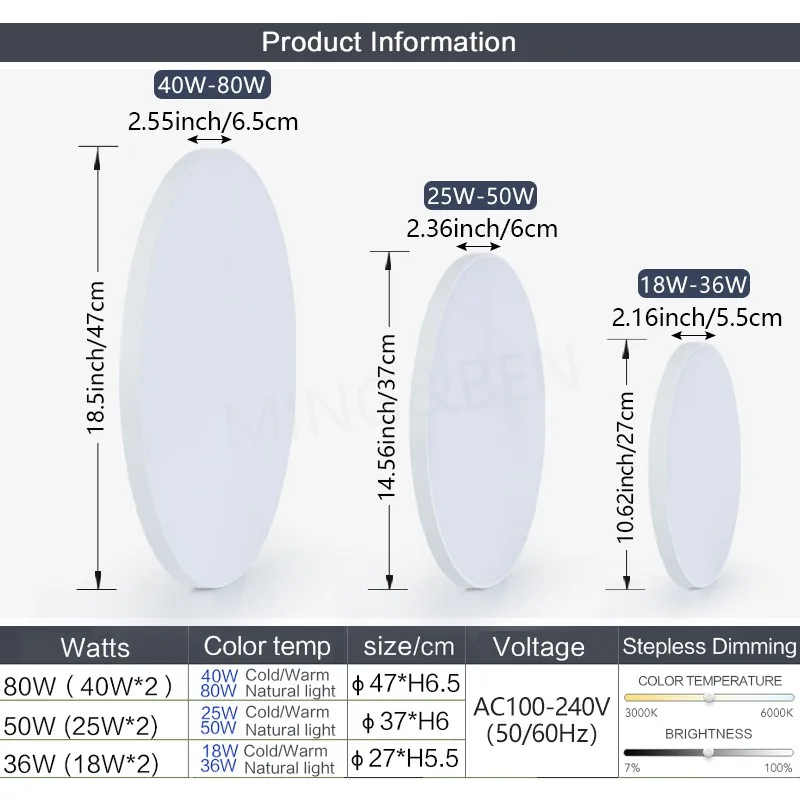 MING & BEN مصابيح سقف LED ذكية 18.5 بوصة مصباح سقف LED حديث مستدير مع تطبيق تحكم عن بعد عكس الضوء لغرفة النوم وغرفة المعيشة #6