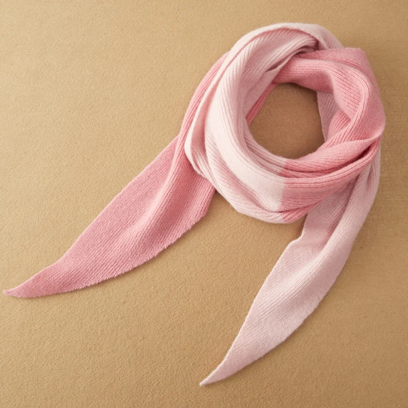 Pink 100% Wool Fleece Knitted Triangular Air Conditioning Scarf Shawl Autumn And Winter Warm Women Multicolor Cashmere Scarves