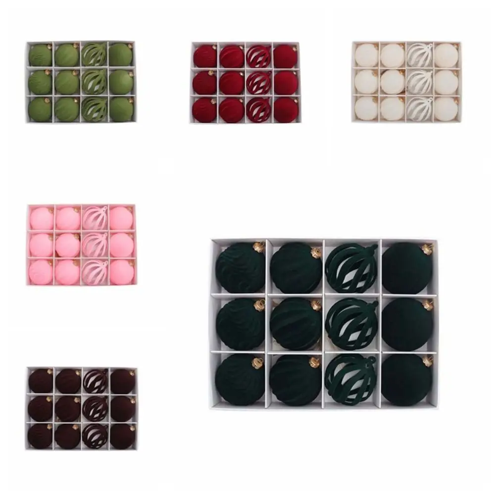 12 قطعة كرات عيد الميلاد البلاستيكية المعلقات بريق على شكل خاص عيد الميلاد الحلي مطلي ستار شجرة عيد الميلاد كرات معلقة #6