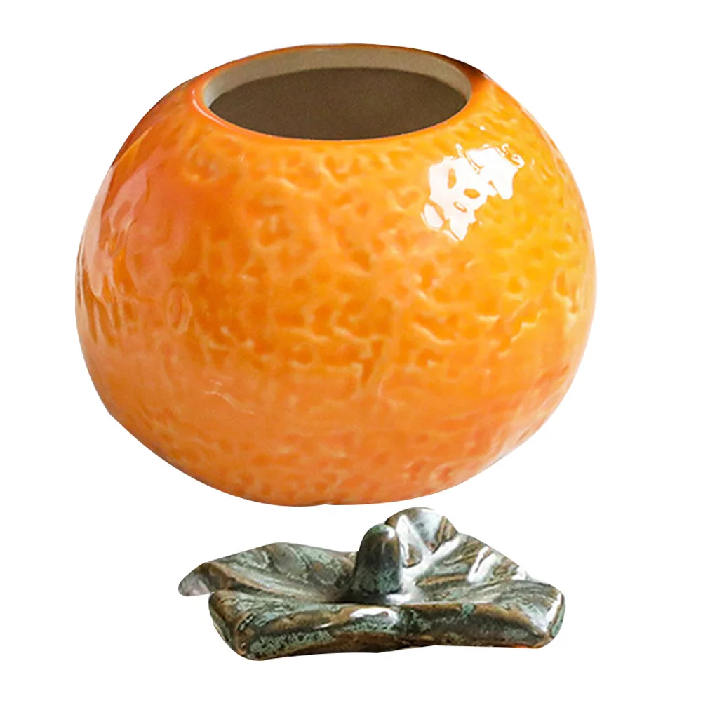 

Ceramic Orange Shape Canister Exquisite Simulation Fruit Decoration Small Jar Tea Storage Sealing Airtight