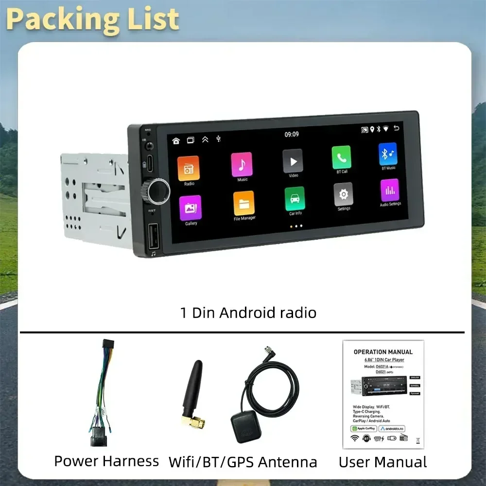 Dla Citroen AX (ZA-_) 1986-1998 1Din Android Radio Carplay Android Auto 6.86 "ekran Stereo samochodowy multimedialny radioodtwarzacz GPS BT WIFI