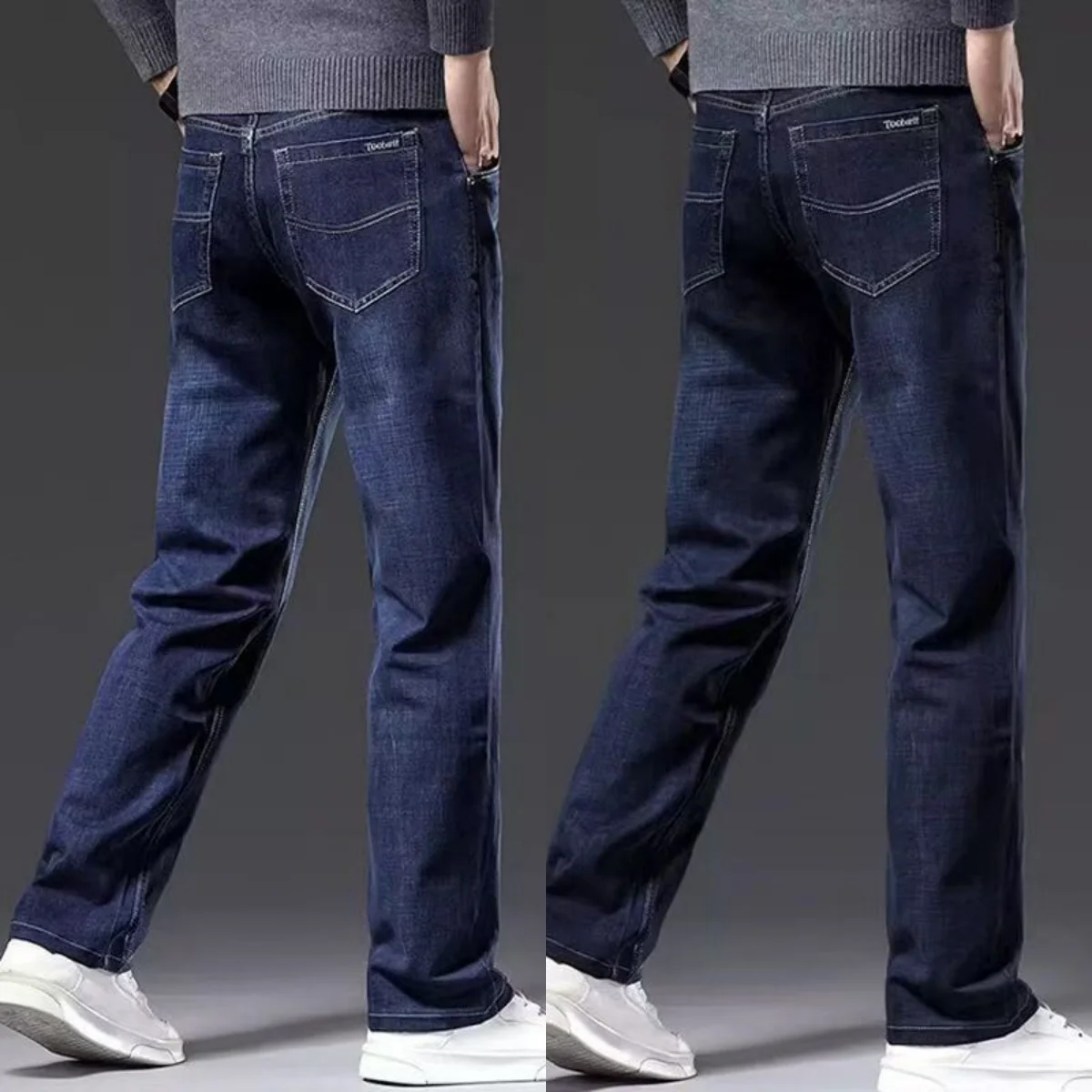 

Новые мужские джинсы 2025 года, прямой крой, рабочие, повседневные, из хлопковой эластичной ткани, износостойкие, универсальные, для осенне-зимнего сезона