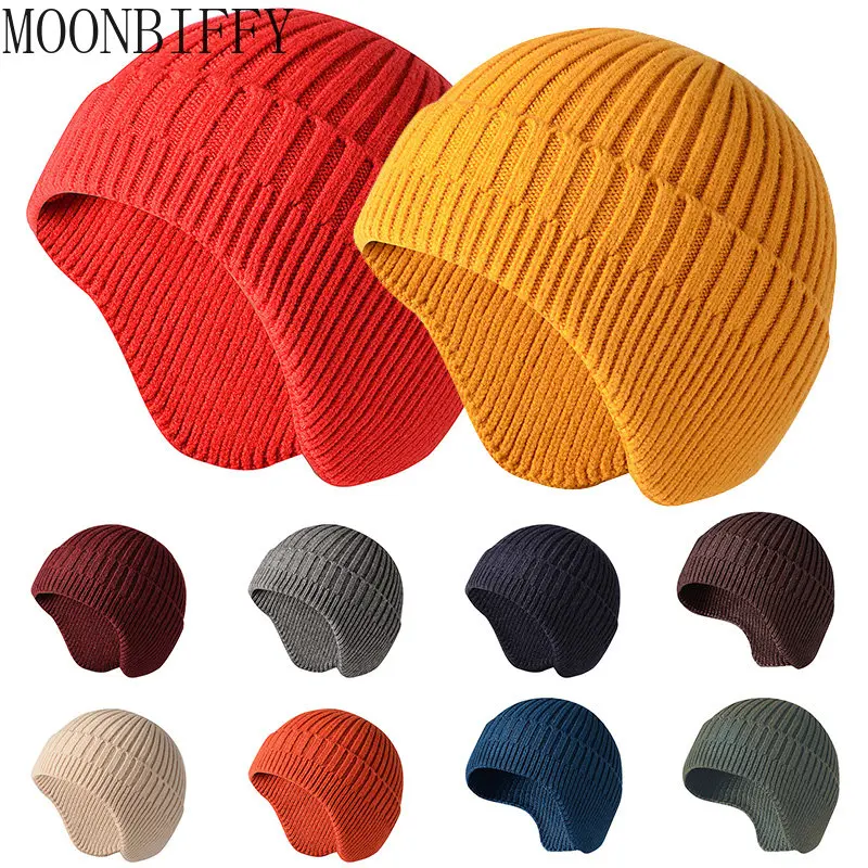 Warm Winter Autumn Trooper Aviator Hat with Earflaps Men Women Ear Protection Fleece Hat Knit Skull Ski Beanies Stylish Beanie