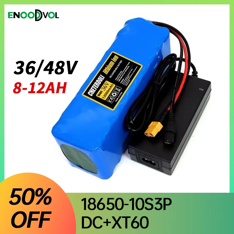 

36V/48V 12Ah 18650 Rechargeable Battery Pack, Waterproof High-Capacity Power for Scooter & EV Ebike Battery 48V электросамокат