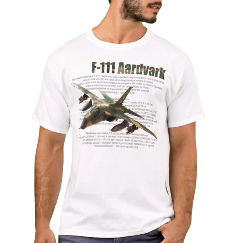 

F-111 Aardvark Fighter футболка с принтом "Bomber". Летняя Хлопковая мужская футболка с коротким рукавом и круглым вырезом, Новинка