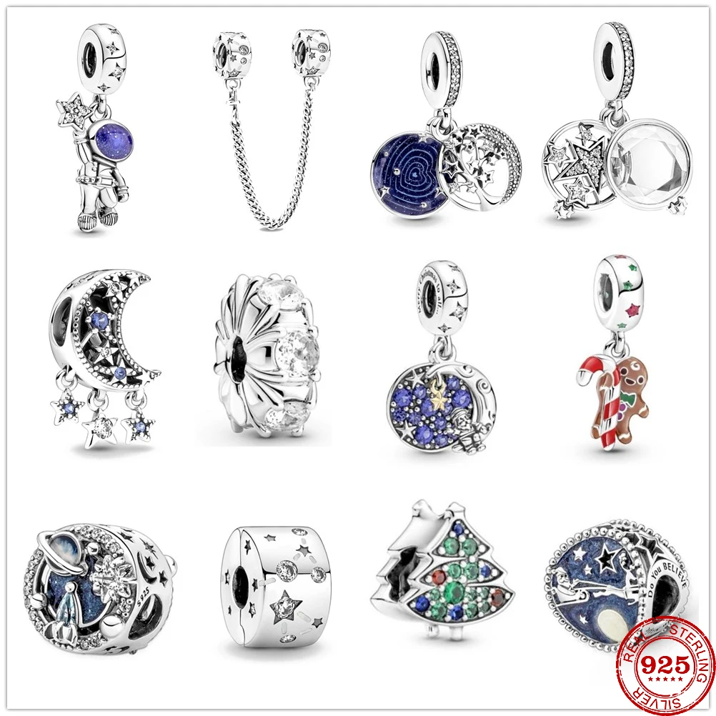 

2021 New Galaxy Series Astronaut Cookie Christmas Tree Beads fit Original Pandora Charms Silver 925 Bracelet DIY Women Jewelry