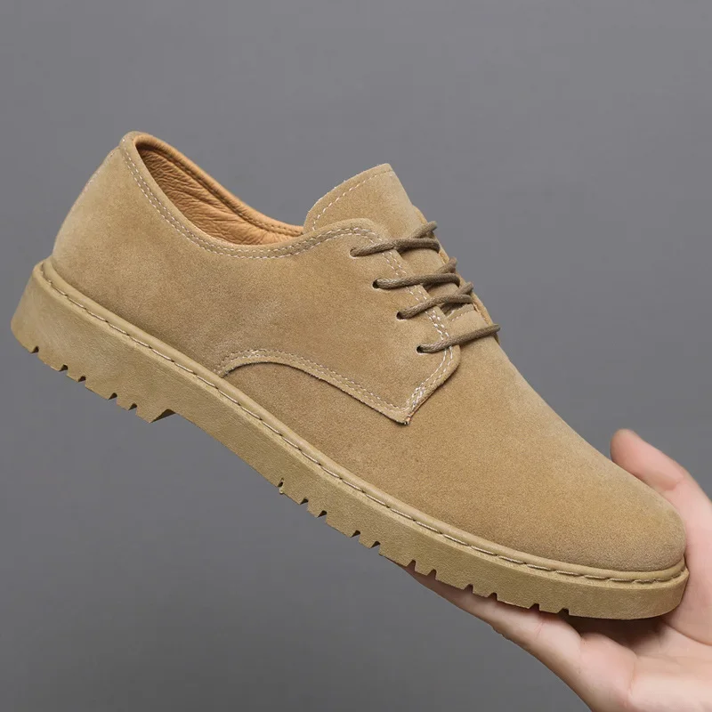 

2025New Men's Shoes Fashion Suede Casual Shoe Comfortable Driving Shoes Lace Up Oxfor Work Shoes for Men