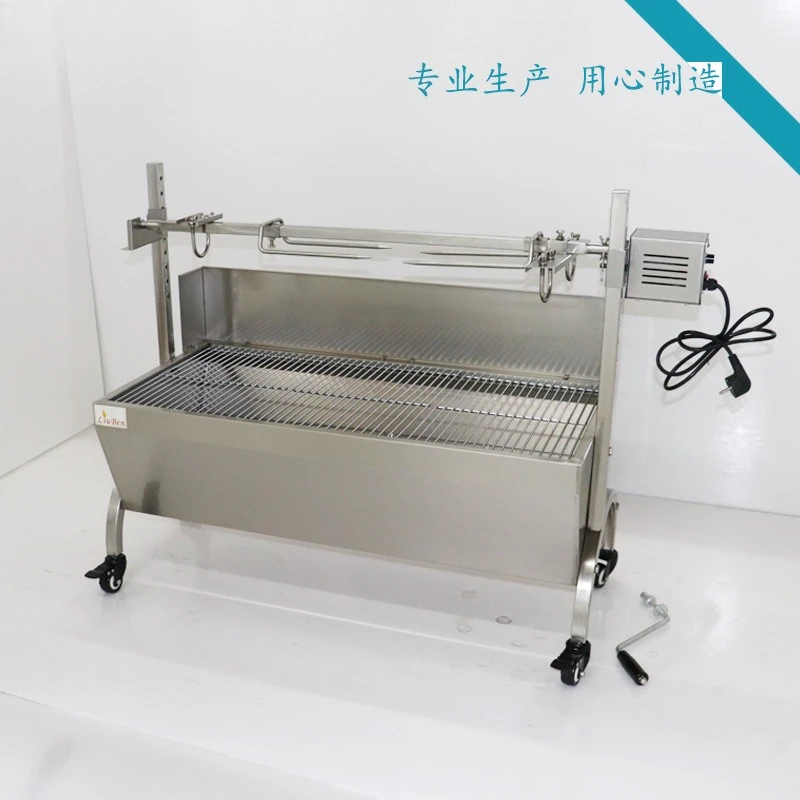 Manual Electric 2-in-1 Charcoal Grill Picnic BBQ All Stainless Steel Outdoor Charcoal Grill