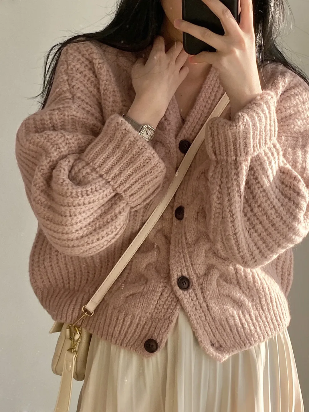 

Chic Early Autumn Student Vintage Twist Sweater Women Loose Open Cardigan Sweater Jaet Women Spring ting No Brand