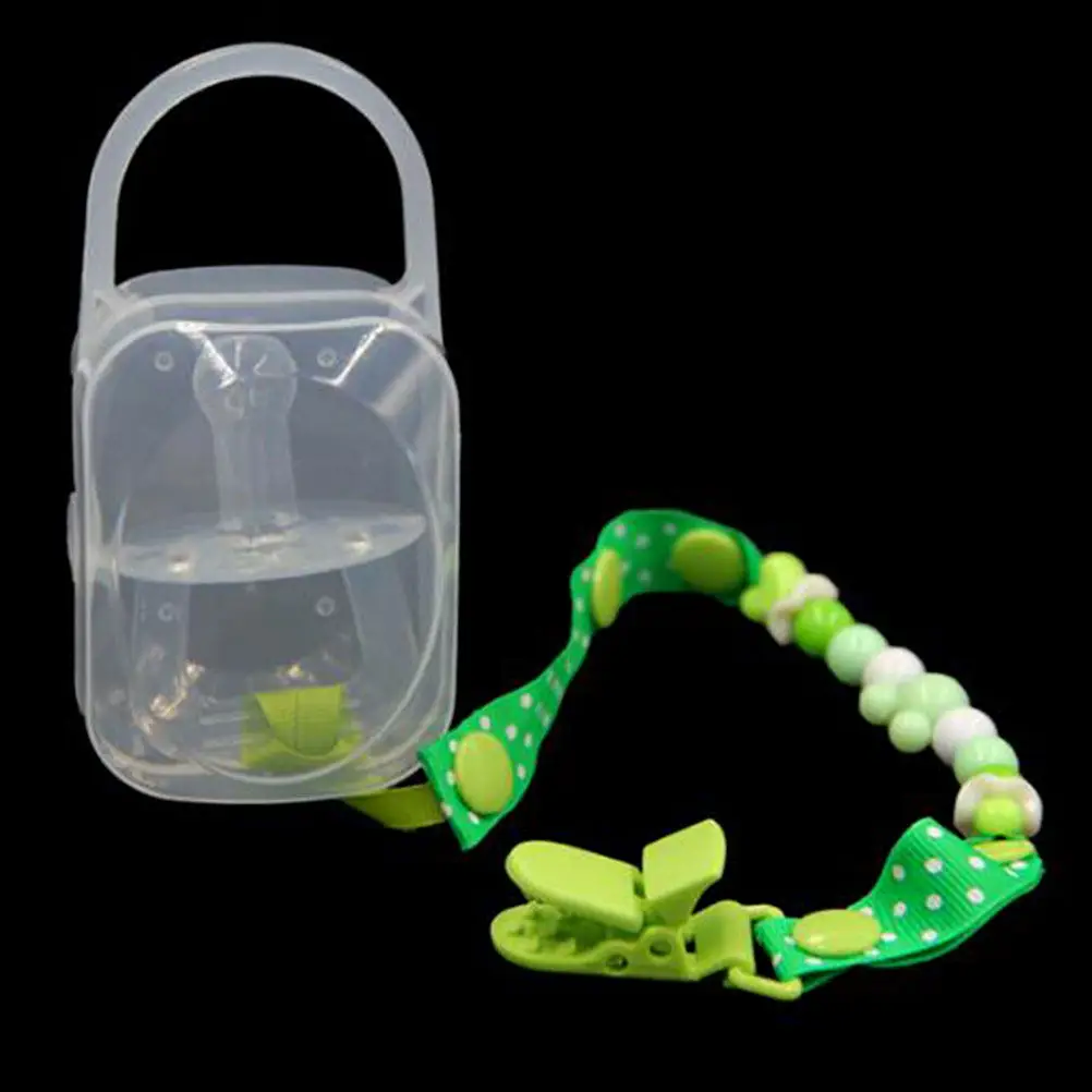 

2Pcs Clear Compact Pacifier Box Safe Hygienic Portable Storage Container for Infant Toddler Pacifier Clips and Accessories