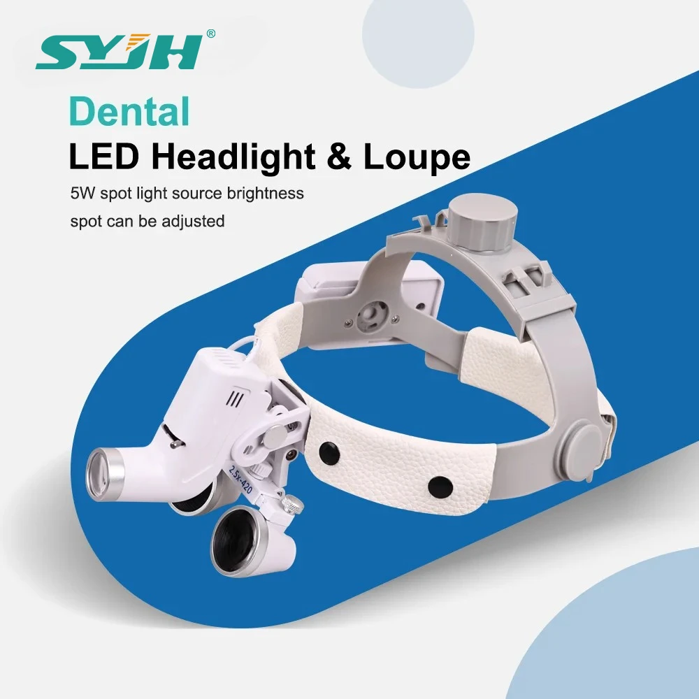 3.5X/2.5X 확대율 쌍안경 치과 루페 LED 라이트 포커싱 헤드라이트 수술용 확대경 치과 실험실 헤드램프 도구