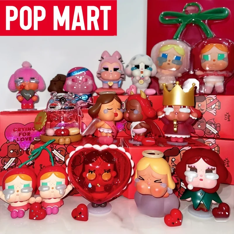 حقيقية البوب مارت Crybaby البكاء للحب سلسلة الفينيل الوجه دمية بطاقة معلقة أحبك الكرز الكثير أرقام المفاتيح قلادة الهدايا