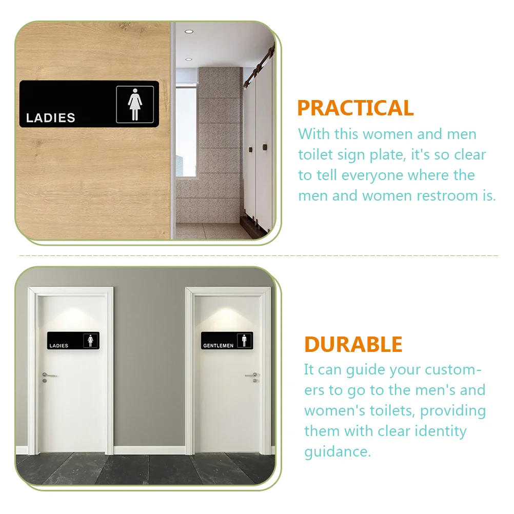 

Restaurants Bathroom Signage Modern Acrylic Toilet Door Sign for Unisex Men Women Restroom Identification Office Washroom Decor