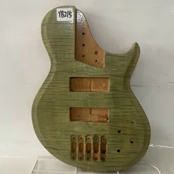 YB215 Finished 5 String Bass Guitar Body Light Green Flamed Maple +Solid Alder Surface Fixed Bridges String Through Body