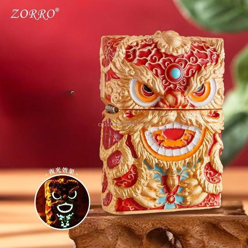 Zorro créatif peint émail métal kérosènes briquet armure coupe-vent rétro meule allumage hommes haut de gamme cadeau