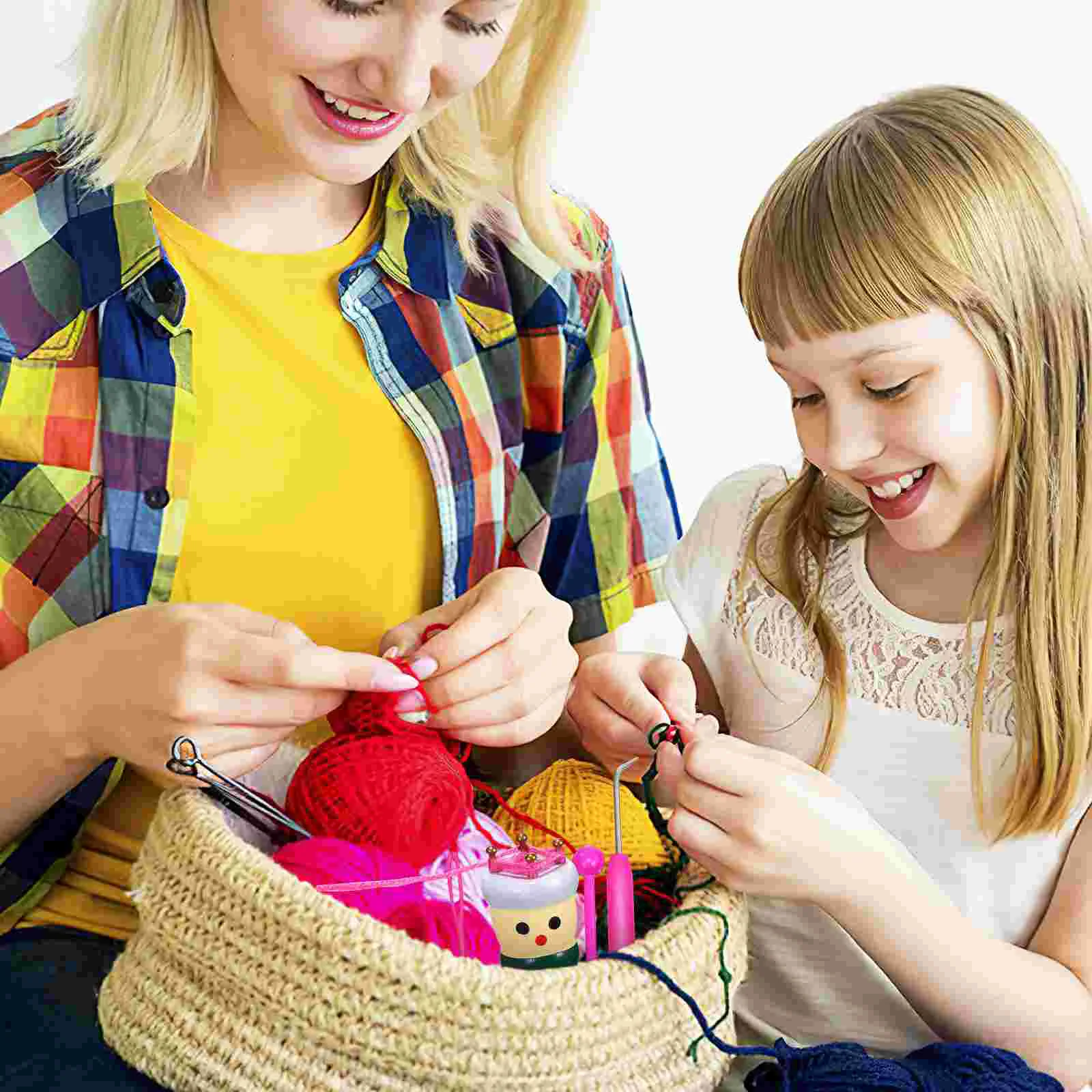 4 Pcs Knitted Puppet Set Girls Toys Knitting Kit Weaving Machine Wooden Wool Knitter Tool Materials Random Colors