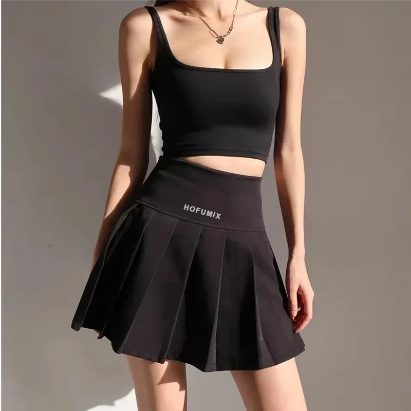 HOFUMIX American School Y2k Style Summer Short Pleated Skirt For Women 2025 High Waist Sexy Hot Sweet Mini Skirts Female