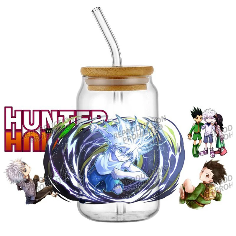 Beliebte Anime HUNTER×HUNTER 16oz UV DTF Neues Design Manga 3D Aufkleber Cartoon Aufkleber Tasse Becher UVDTF Handwerk DIY Geburtstagsgeschenk