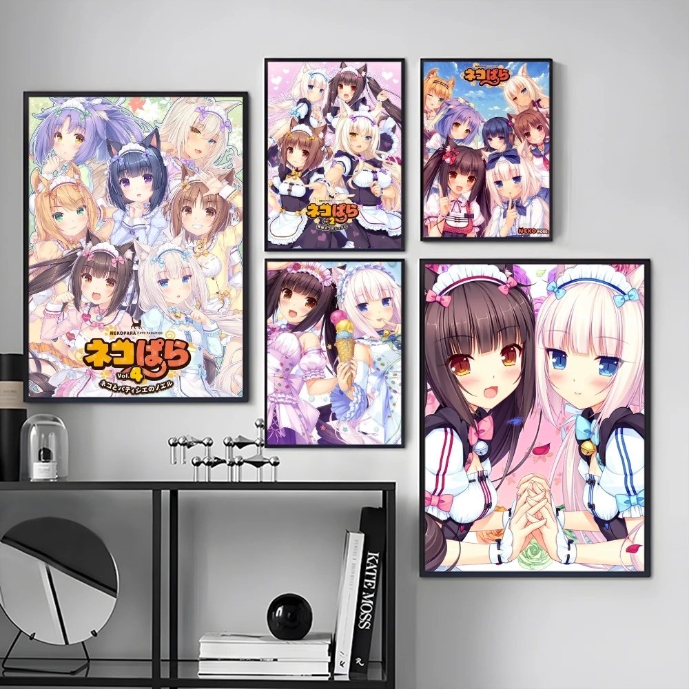 N-Nekopara Neko Para C-Chocola Vanilla Painting Calligraphy Canvas Poster Art for Bedroom Living Room Home Decor Decals Gift