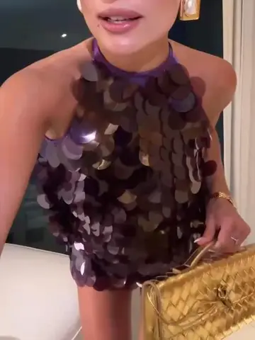 Paljetter Glitter Halter Miniklänning Dam Rygglös Ärmlös Kvällsfest Semester Hög Midja Sexiga Klänningar 2025 Nytt Mode Natt 10 best sales bronsklänning - №10