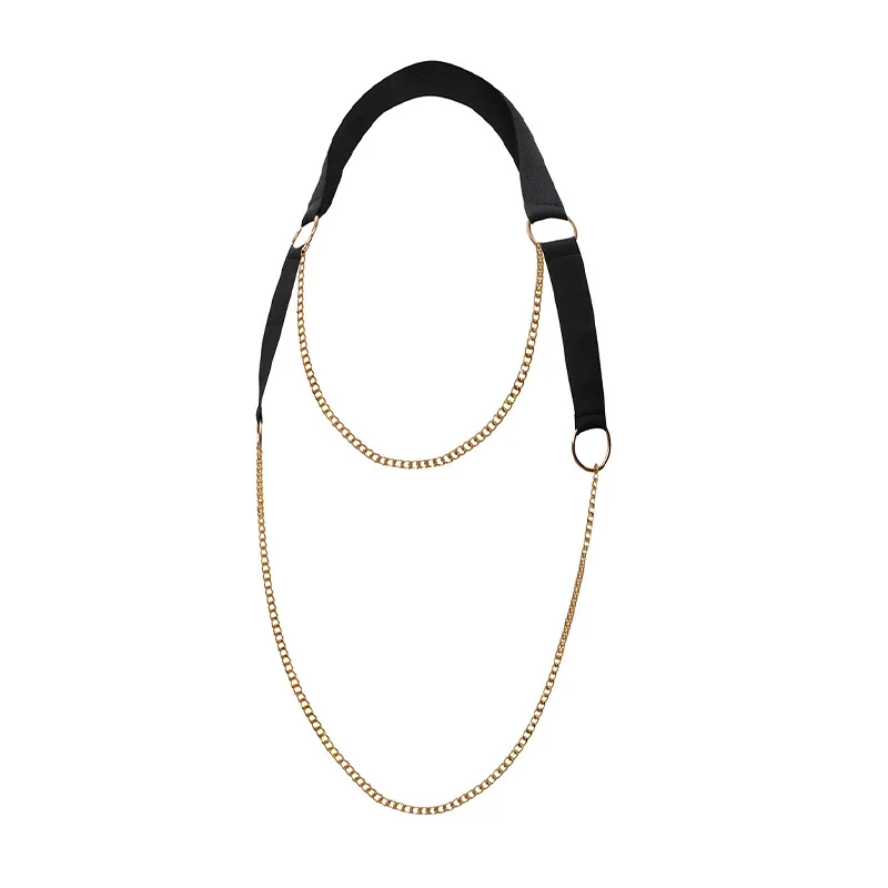 سلسلة مربط صدر مثيرة للرجال على الطراز القوطي - مجموعة مجوهرات على شكل صدر على طراز فاسق للحفلات ولعب الأدوار للبالغين