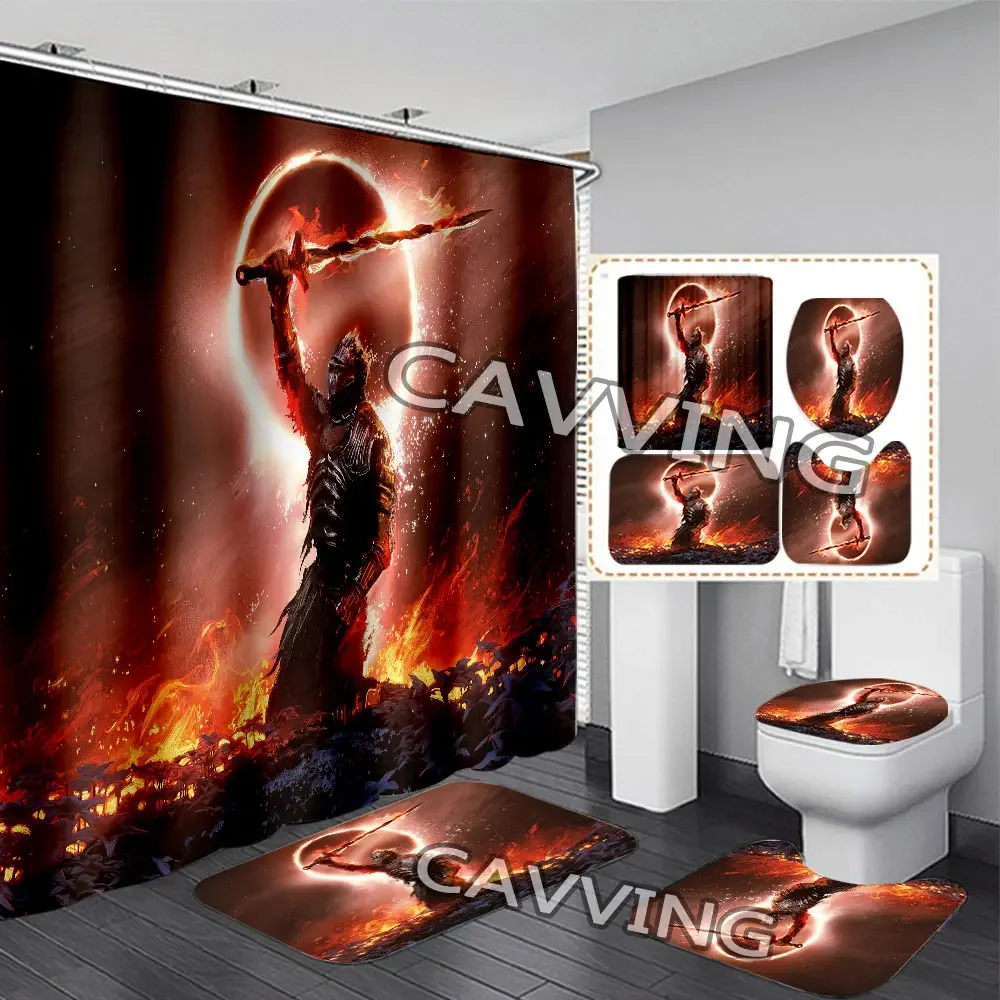 Dark souls 3D Printed Shower Curtain Waterproof Bathroom Curtain Anti-slip Bath Mat Set Toilet Rugs  K01