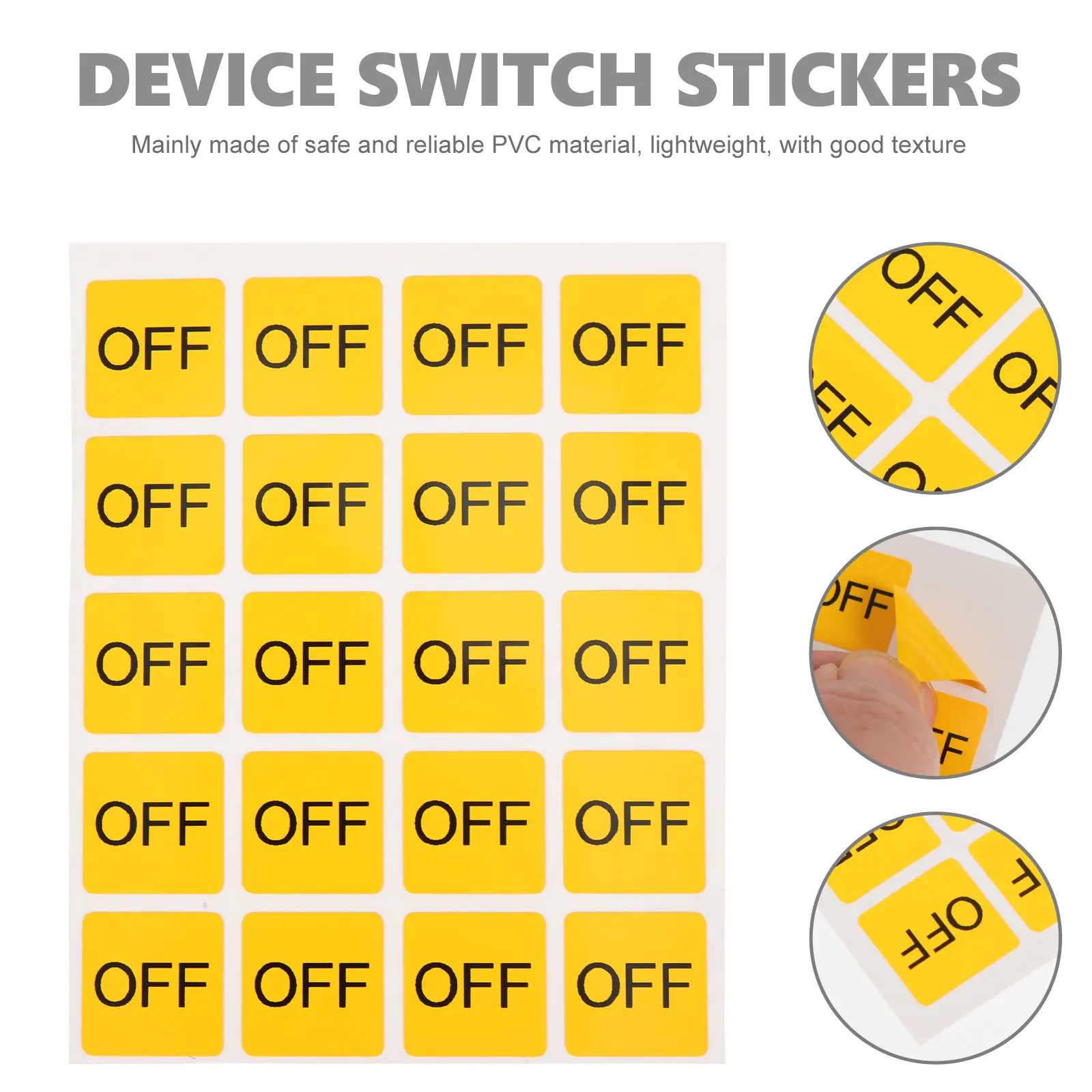 Picture 7: 20Pcs PVC on Off Label Sticker Device Safety Decal Easy Peel Apply Non Damaging Wall Surface Caution Sticker Home Office Decor