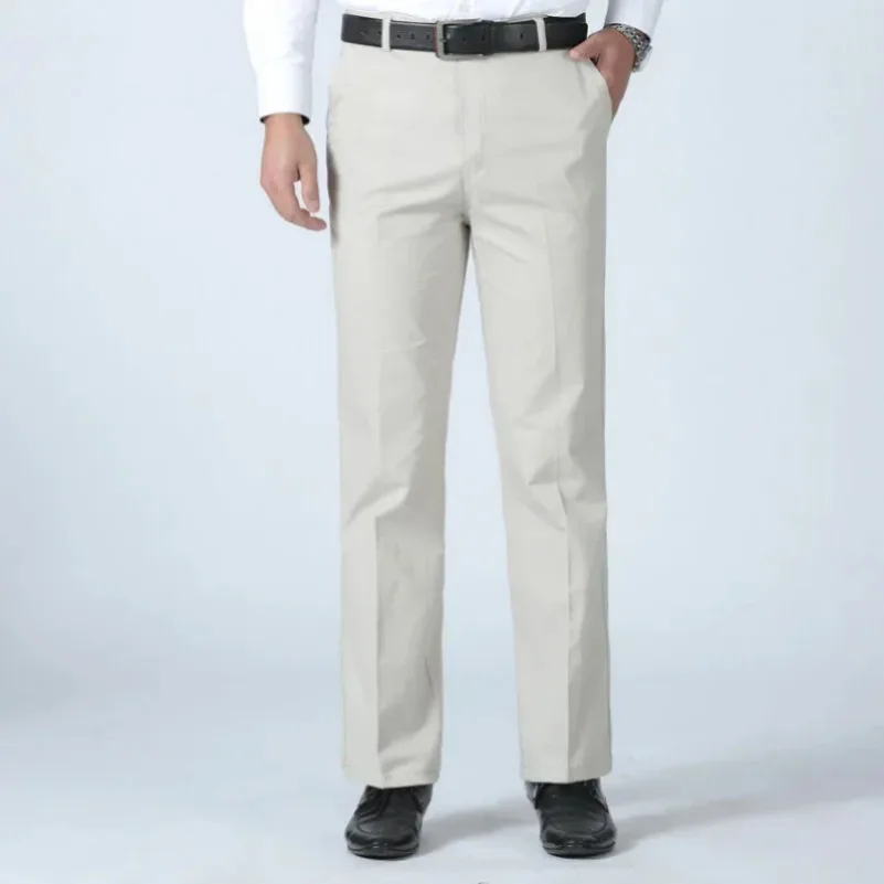 Men\'s Summer Thin Casual Suit Pants Autumn Thick 100% Cotton Classic Business Fashion Stretch Trousers Male Brand Clothes KOACUS
